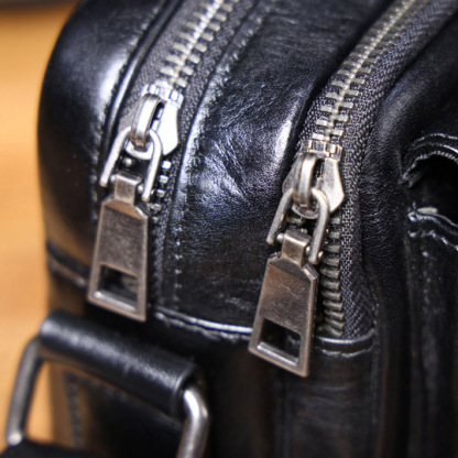 Black Leather Crossbody Bag - Men's Urban Phone Sling Pack