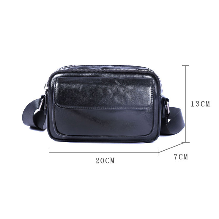 Black Leather Crossbody Bag - Men's Urban Phone Sling Pack