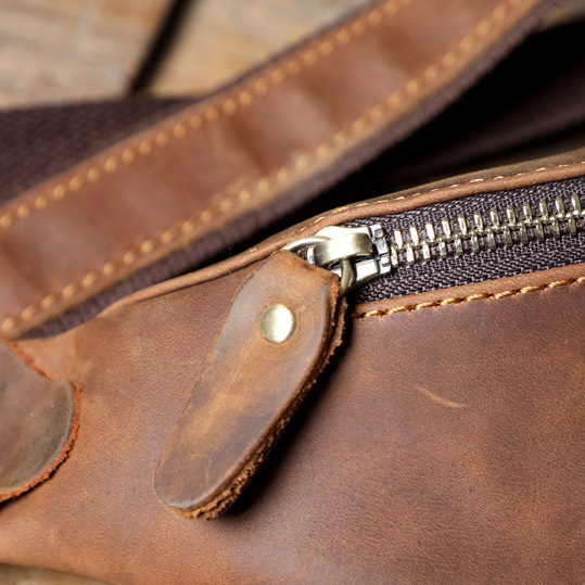 Vintage Leather Crossbody Bag - Handmade Phone Sling for Men