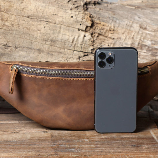 Vintage Leather Crossbody Bag - Handmade Phone Sling for Men