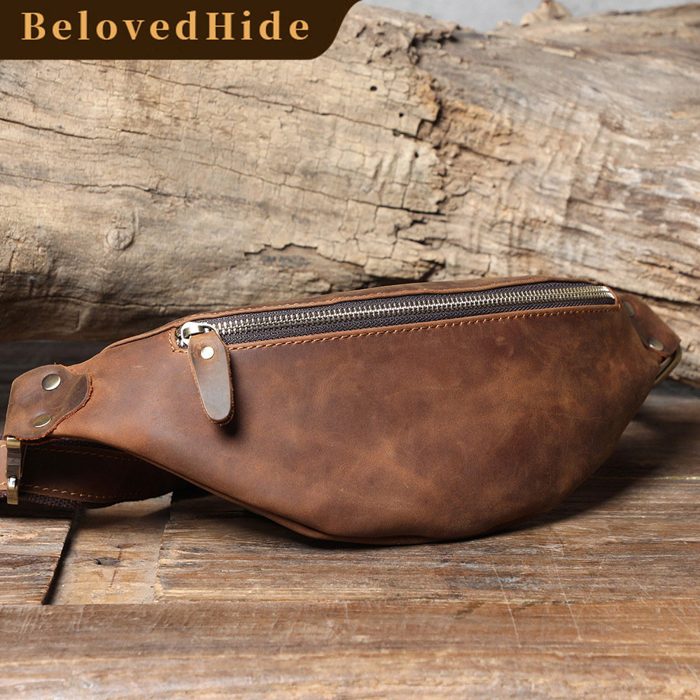 Vintage Leather Crossbody Bag - Handmade Phone Sling for Men