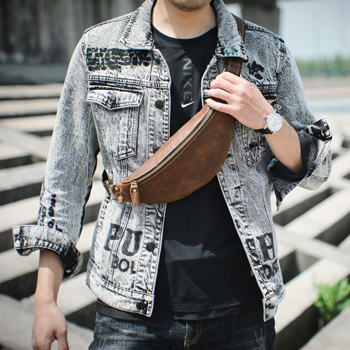Vintage Leather Crossbody Bag - Handmade Phone Sling for Men