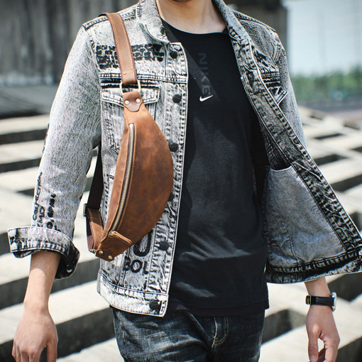 Vintage Leather Crossbody Bag - Handmade Phone Sling for Men