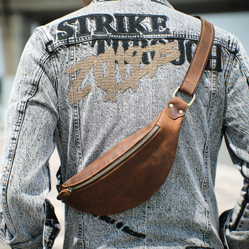 Vintage Leather Crossbody Bag - Handmade Phone Sling for Men