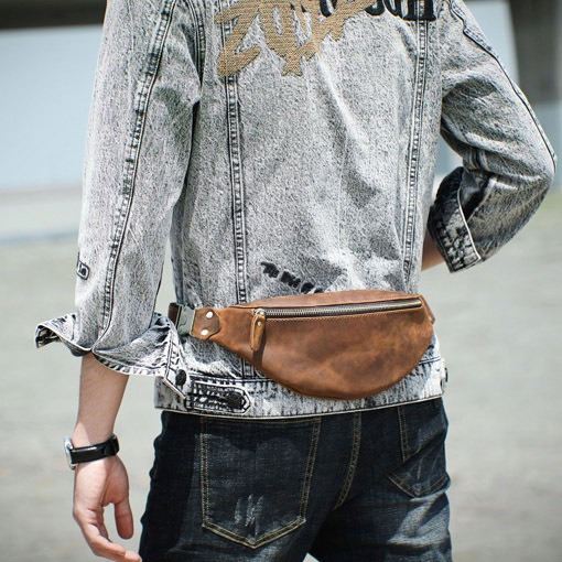 Vintage Leather Crossbody Bag - Handmade Phone Sling for Men