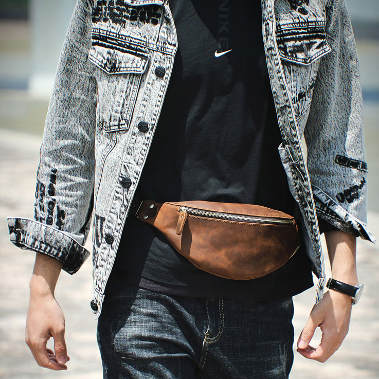 Vintage Leather Crossbody Bag - Handmade Phone Sling for Men