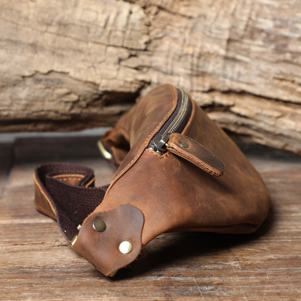 Vintage Leather Crossbody Bag - Handmade Phone Sling for Men