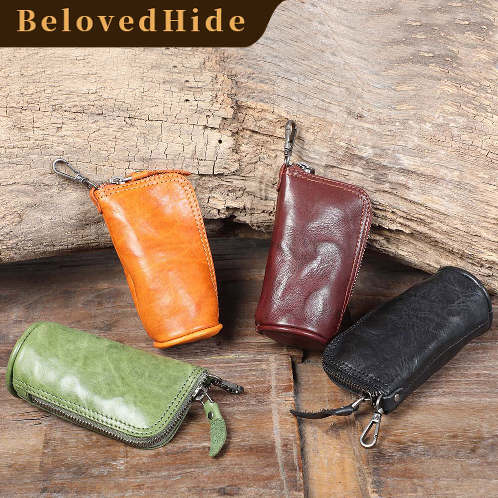 Motorcycle Leather Key Pouch - Vintage Biker Key Holder (Black, Tan, Coffee)YH567