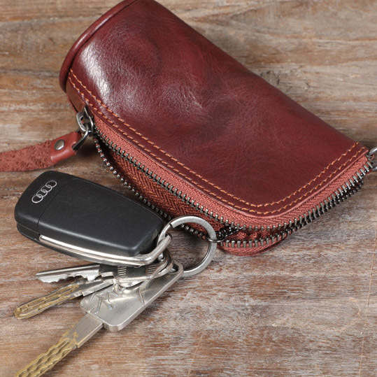 Motorcycle Leather Key Pouch - Vintage Biker Key Holder (Black, Tan, Coffee)YH567