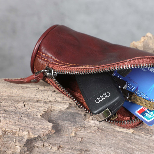 Motorcycle Leather Key Pouch - Vintage Biker Key Holder (Black, Tan, Coffee)YH567