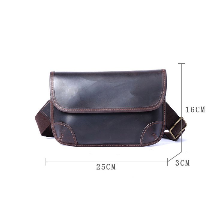 Compact Leather Crossbody Phone Bag - Men's Minimalist Chest Pack