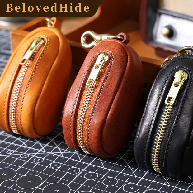 Universal Leather Car Key Cover - Cylinder Key Pouch (Black, Coffee, Sunset)