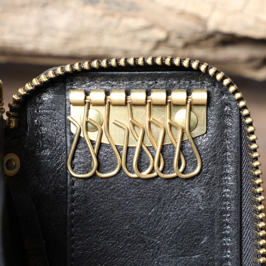 Leather Waist Key Holder with Driver’s License Slot - Anniversary Gift (Black)YH6688