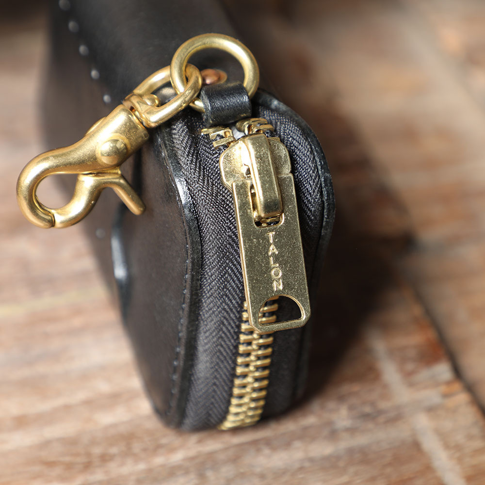 Leather Waist Key Holder with Driver’s License Slot - Anniversary Gift (Black)YH6688