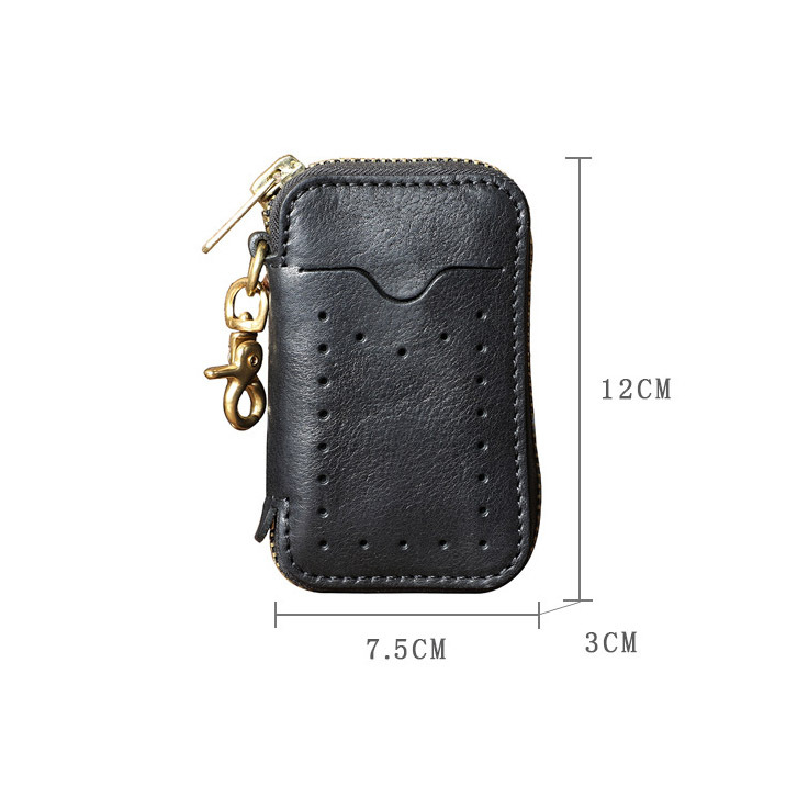 Leather Waist Key Holder with Driver’s License Slot - Anniversary Gift (Black)YH6688