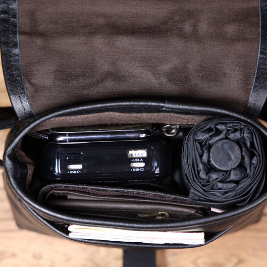 Black Leather Crossbody Bag - Men's Minimalist Phone Sling