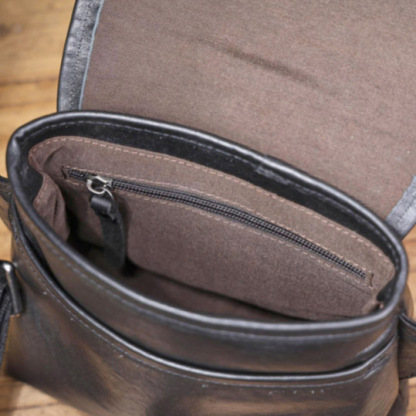 Black Leather Crossbody Bag - Men's Minimalist Phone Sling