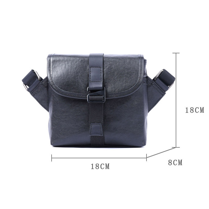Black Leather Crossbody Bag - Men's Minimalist Phone Sling