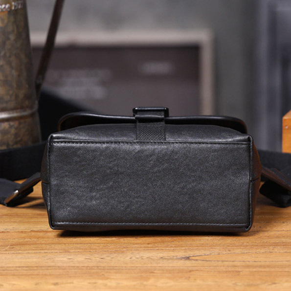 Black Leather Crossbody Bag - Men's Minimalist Phone Sling