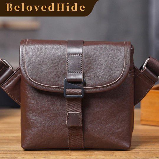 Brown Leather Crossbody Bag - Men's Vintage Phone Pack - Men's Minimalist Phone Sling