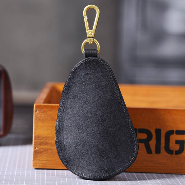 Retro Leather Car Key Case - Zippered Key Organizer (Black, Sunset)YHHS012668