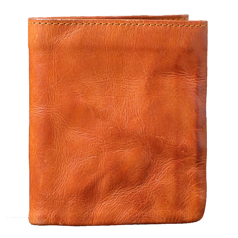 Ultra-Thin Women's Short Wallet – Retro Veg-Tanned Leather Bifold (Black, Brown)YHHS5009Short