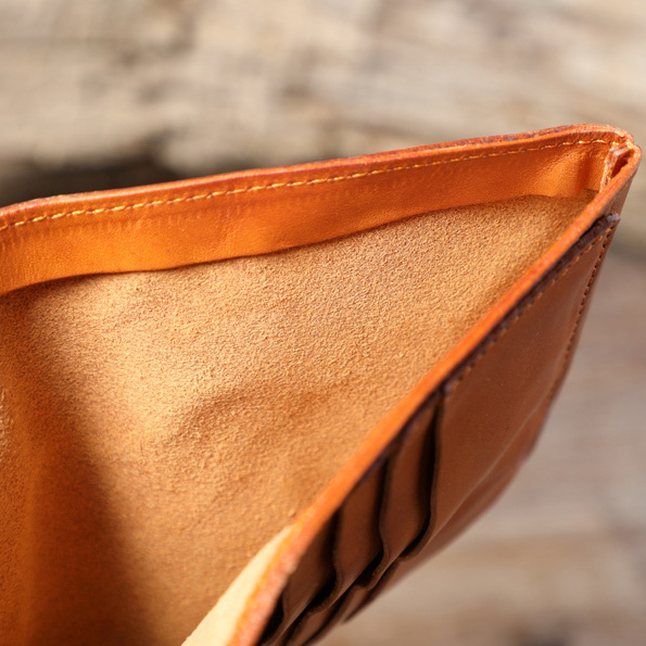 Ultra-Thin Women's Short Wallet – Retro Veg-Tanned Leather Bifold (Black, Brown)YHHS5009Short