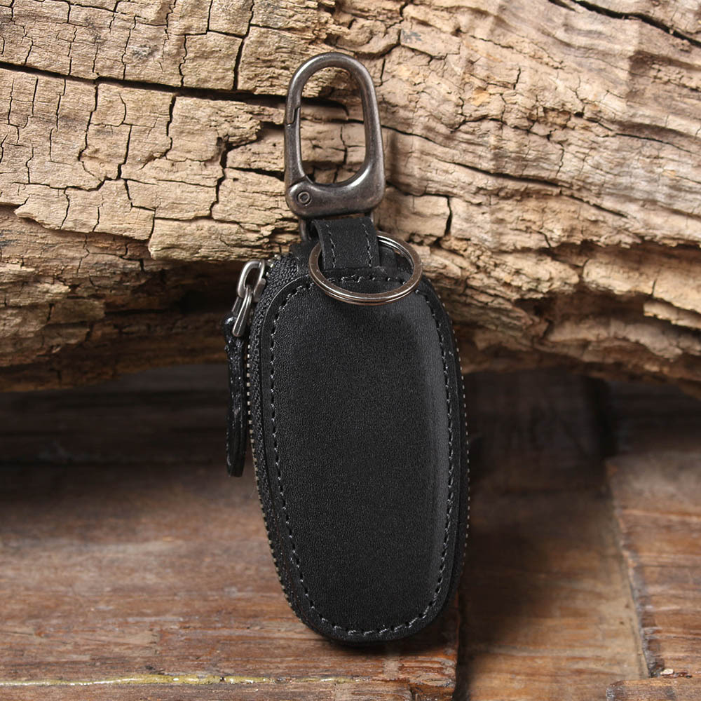 Mini Leather Car Key Cover - Compact Key Pouch (Black, Brown, Coffee)YHHS6661