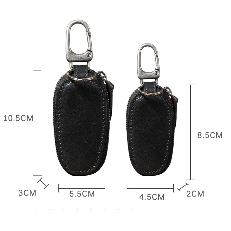 Mini Leather Car Key Cover - Compact Key Pouch (Black, Brown, Coffee)YHHS6661