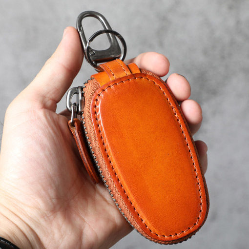 Mini Leather Car Key Cover - Compact Key Pouch (Black, Brown, Coffee)YHHS6661