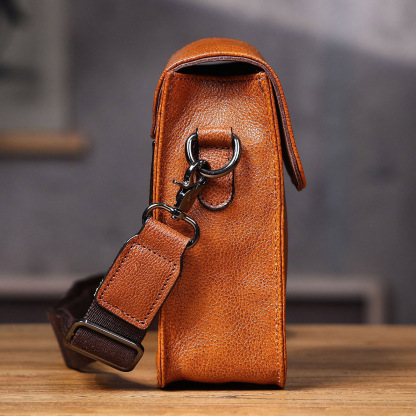Brown Leather Waist Crossbody Bag - Mini Phone Sling Pack