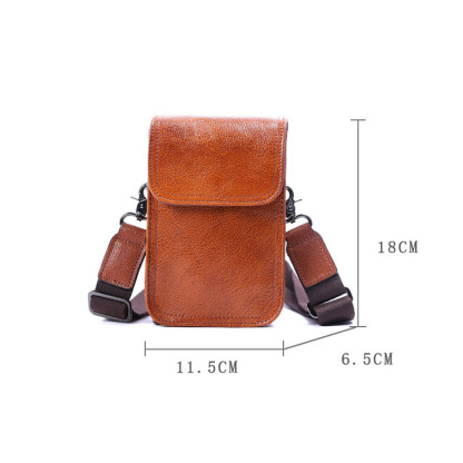 Brown Leather Waist Crossbody Bag - Mini Phone Sling Pack