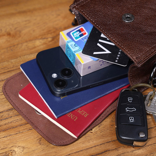 Brown Leather Crossbody Bag - Men's Waist Phone Pack-darkcoffe