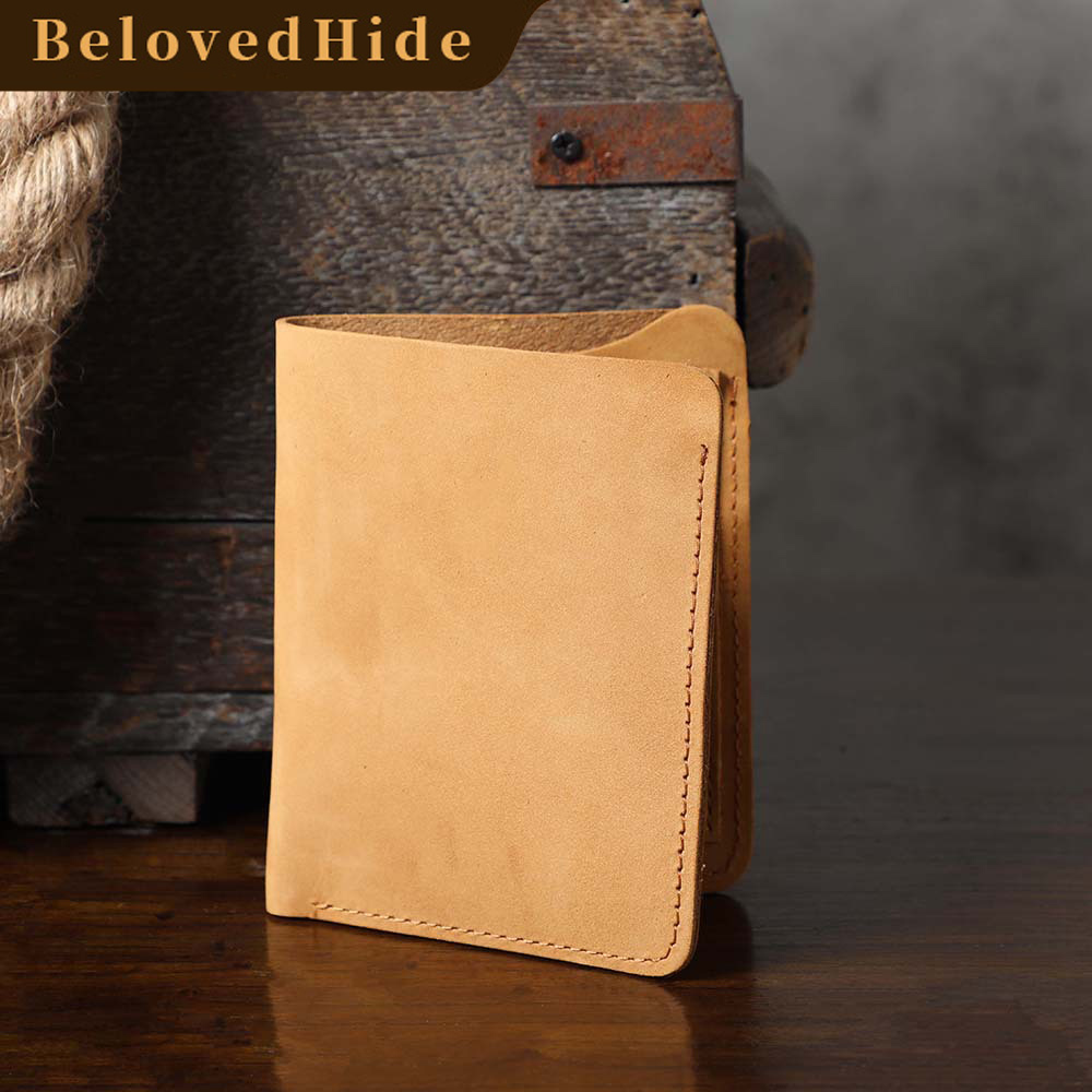 Classic Handmade Short Bifold Wallet – Minimalist Slim Design (Dark Coffee, Brown)YHOYshort