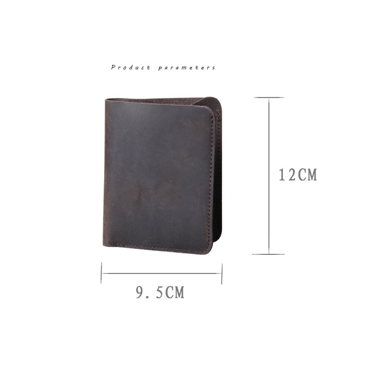 Classic Handmade Short Bifold Wallet – Minimalist Slim Design (Dark Coffee, Brown)YHOYshort