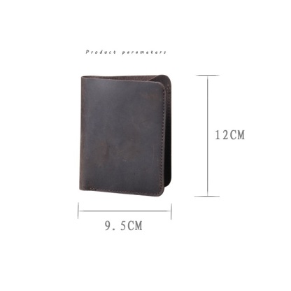 Classic Handmade Short Bifold Wallet – Minimalist Slim Design (Dark Coffee, Brown)YHOYshort