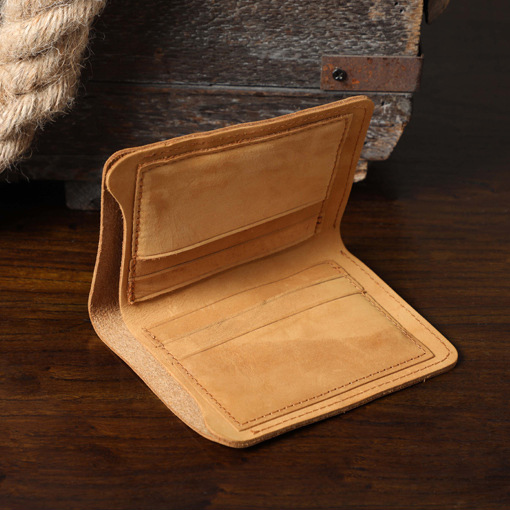 Classic Handmade Short Bifold Wallet – Minimalist Slim Design (Dark Coffee, Brown)YHOYshort