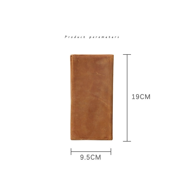 Vintage Crazy Horse Leather Long Bifold Wallet for Men – Multi-Card Slot Slim Phone Holder YHZY8030