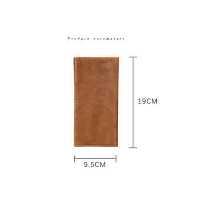 Vintage Crazy Horse Leather Long Bifold Wallet for Men – Multi-Card Slot Slim Phone Holder YHZY8030