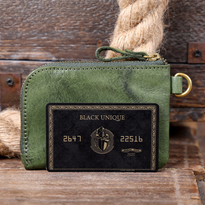 Mini Leather Keychain Wallet - Zippered Key Pouch with YKK Zipper (Black, Olive, Sunset)YHZD517351