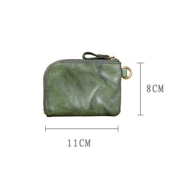 Mini Leather Keychain Wallet - Zippered Key Pouch with YKK Zipper (Black, Olive, Sunset)YHZD517351