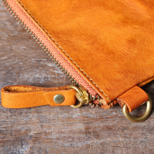 Mini Leather Keychain Wallet - Zippered Key Pouch with YKK Zipper (Black, Olive, Sunset)YHZD517351