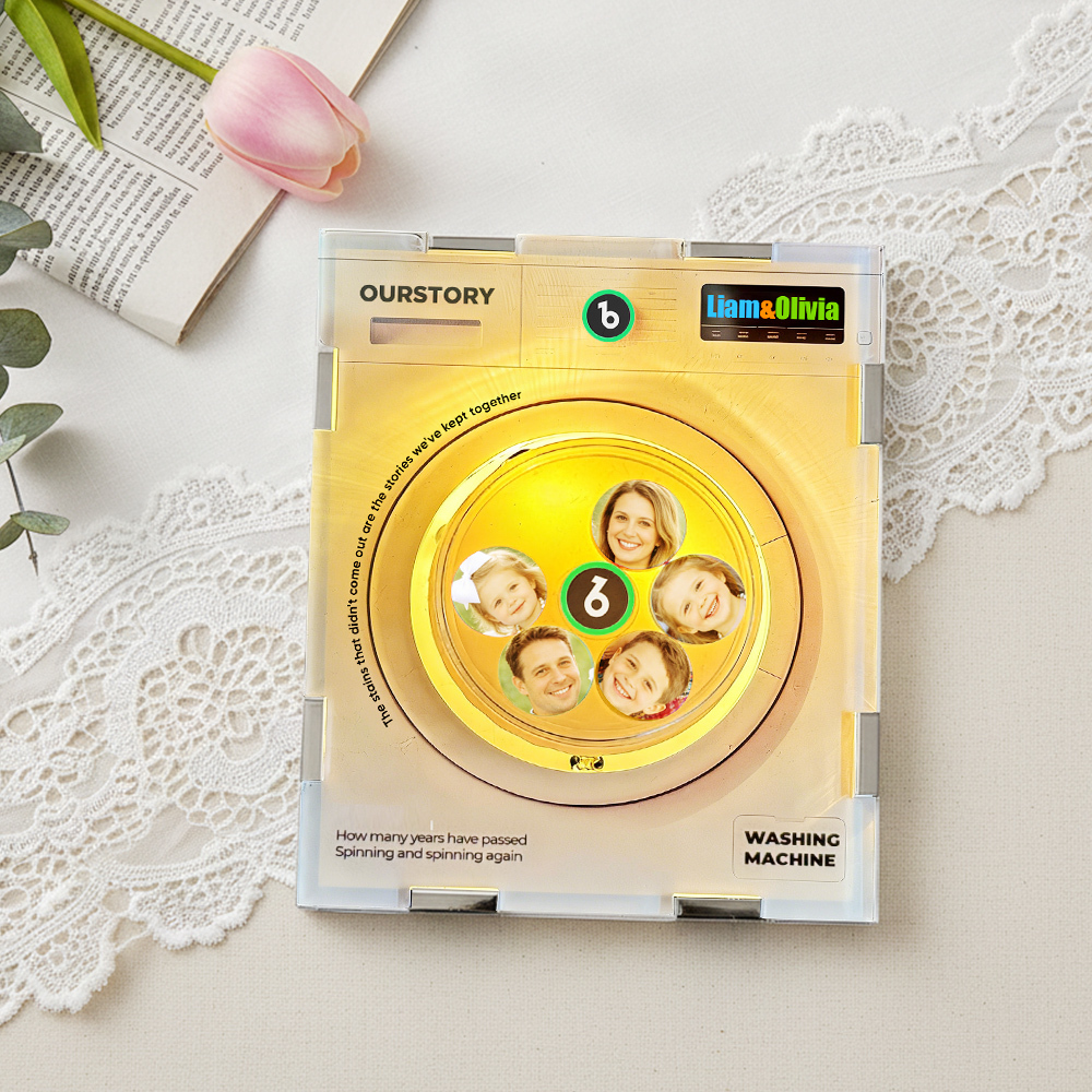 Customized Photo Rotating Washing Machine Fridge Magnet, Personalized Music Fridge Magnet, Magnetic Acrylic Night Lights