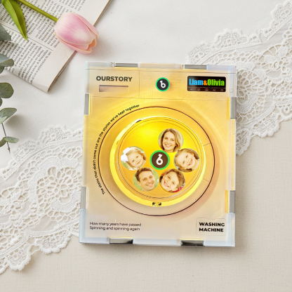 Customized Photo Rotating Washing Machine Fridge Magnet, Personalized Music Fridge Magnet, Magnetic Acrylic Night Lights