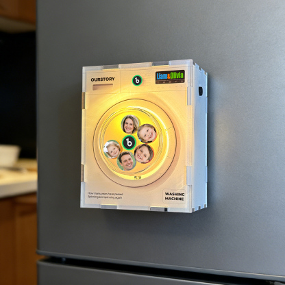 Customized Photo Rotating Washing Machine Fridge Magnet, Personalized Music Fridge Magnet, Magnetic Acrylic Night Lights