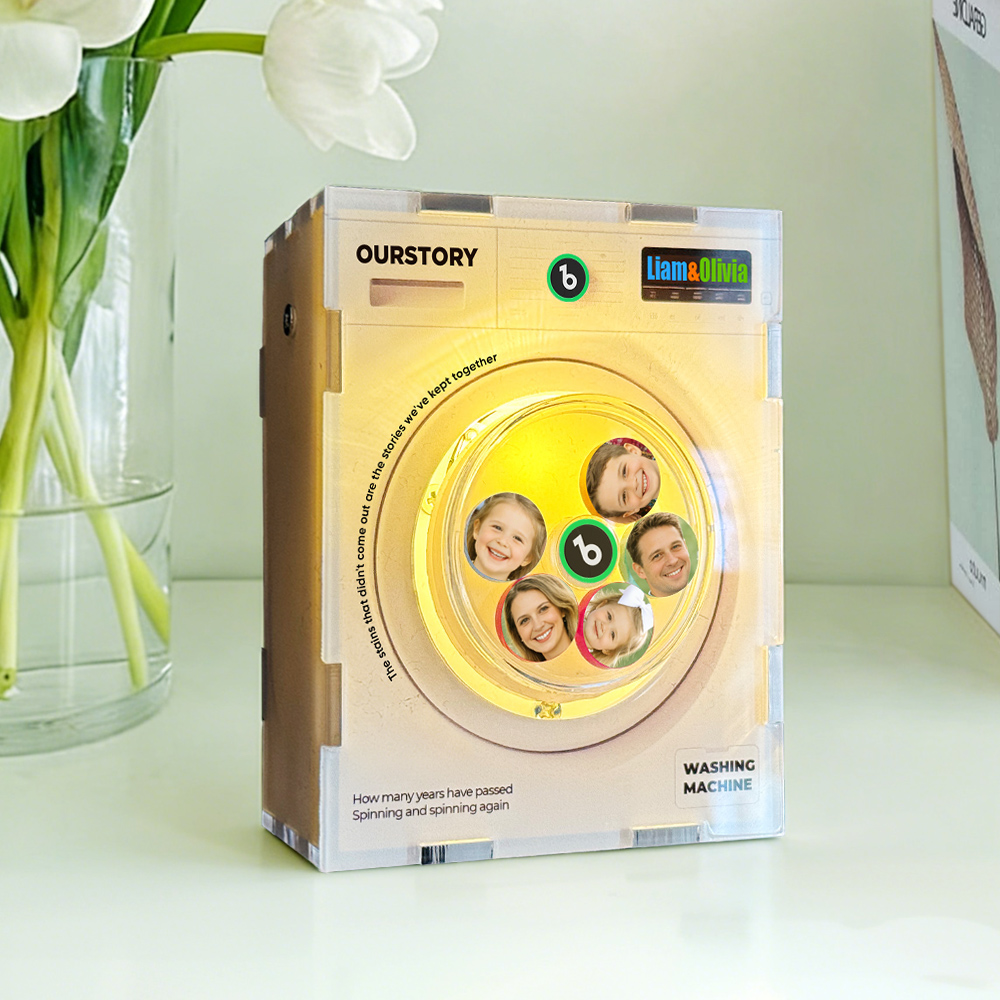 Customized Photo Rotating Washing Machine Fridge Magnet, Personalized Music Fridge Magnet, Magnetic Acrylic Night Lights