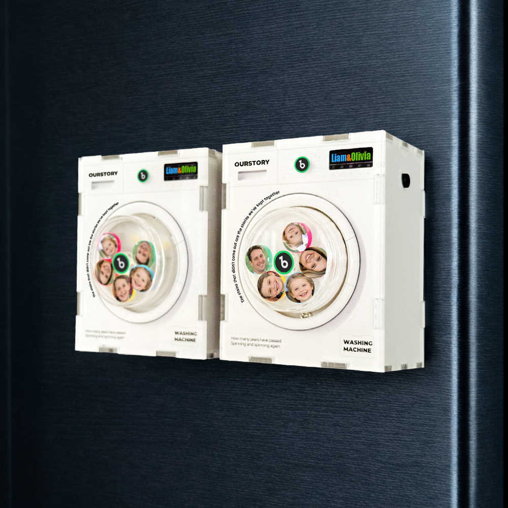 Customized Photo Rotating Washing Machine Fridge Magnet, Personalized Music Fridge Magnet, Magnetic Acrylic Night Lights