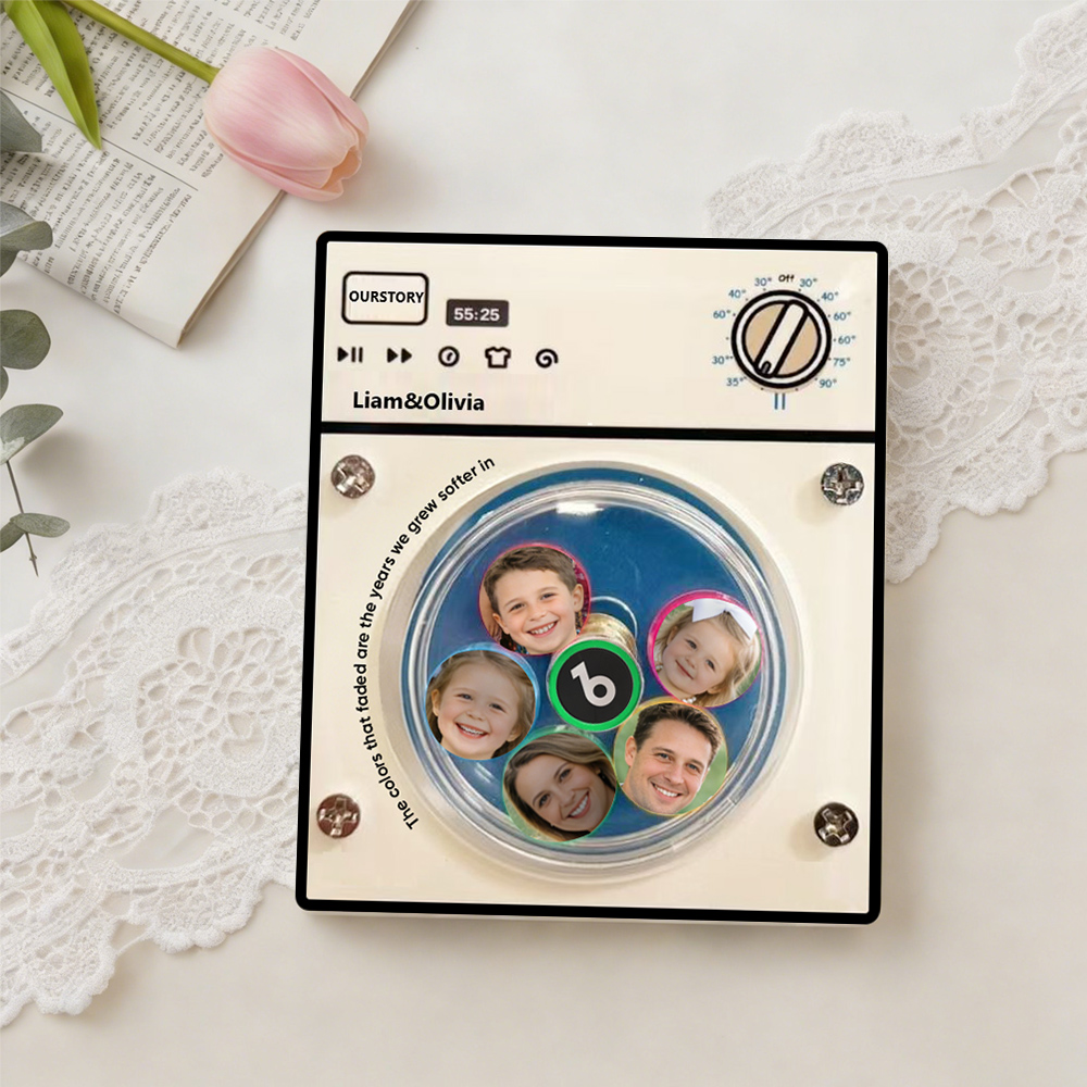 Customized Photo Rotating Washing Machine Fridge Magnet, Personalized Music Fridge Magnet, Magnetic Acrylic Night Lights