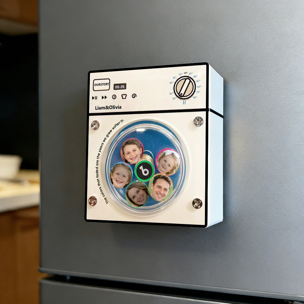 Customized Photo Rotating Washing Machine Fridge Magnet, Personalized Music Fridge Magnet, Magnetic Acrylic Night Lights