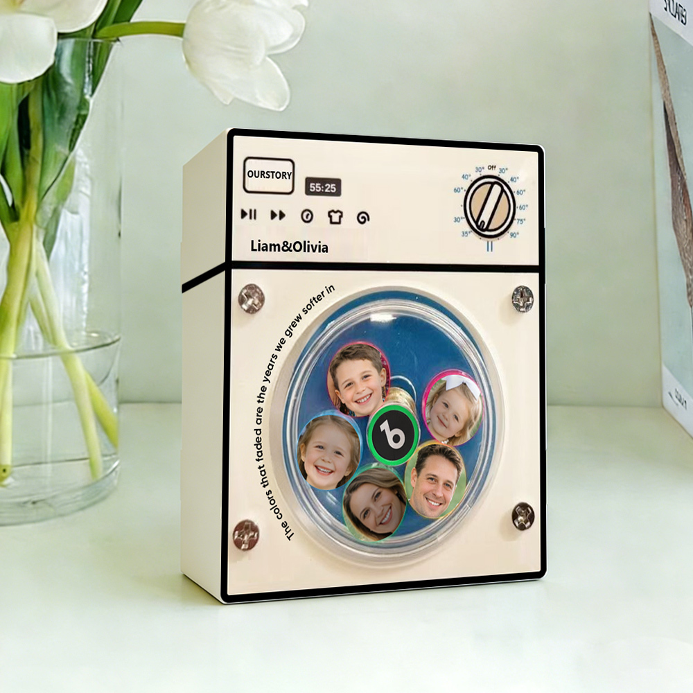 Customized Photo Rotating Washing Machine Fridge Magnet, Personalized Music Fridge Magnet, Magnetic Acrylic Night Lights